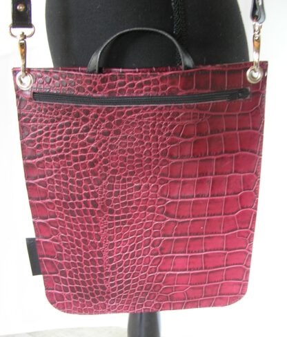 Dubbele schoudertas, donkerrood crocoprint - Afbeelding 3