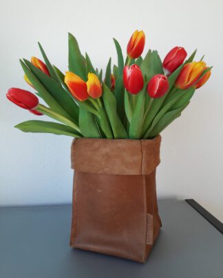 #8 Bloemenvaas (cover) van robuust leer